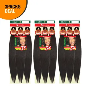 3 Pack Outre Braids X-Pression Kanekalon 3X Pre Stretched Braid 42" 3 Pack Outre Braids X-Pression Kanekalon 3X Pre Stretched Braid 42"