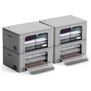 Sorbus Stackable Storage Bins with Metal Frame4 Pack