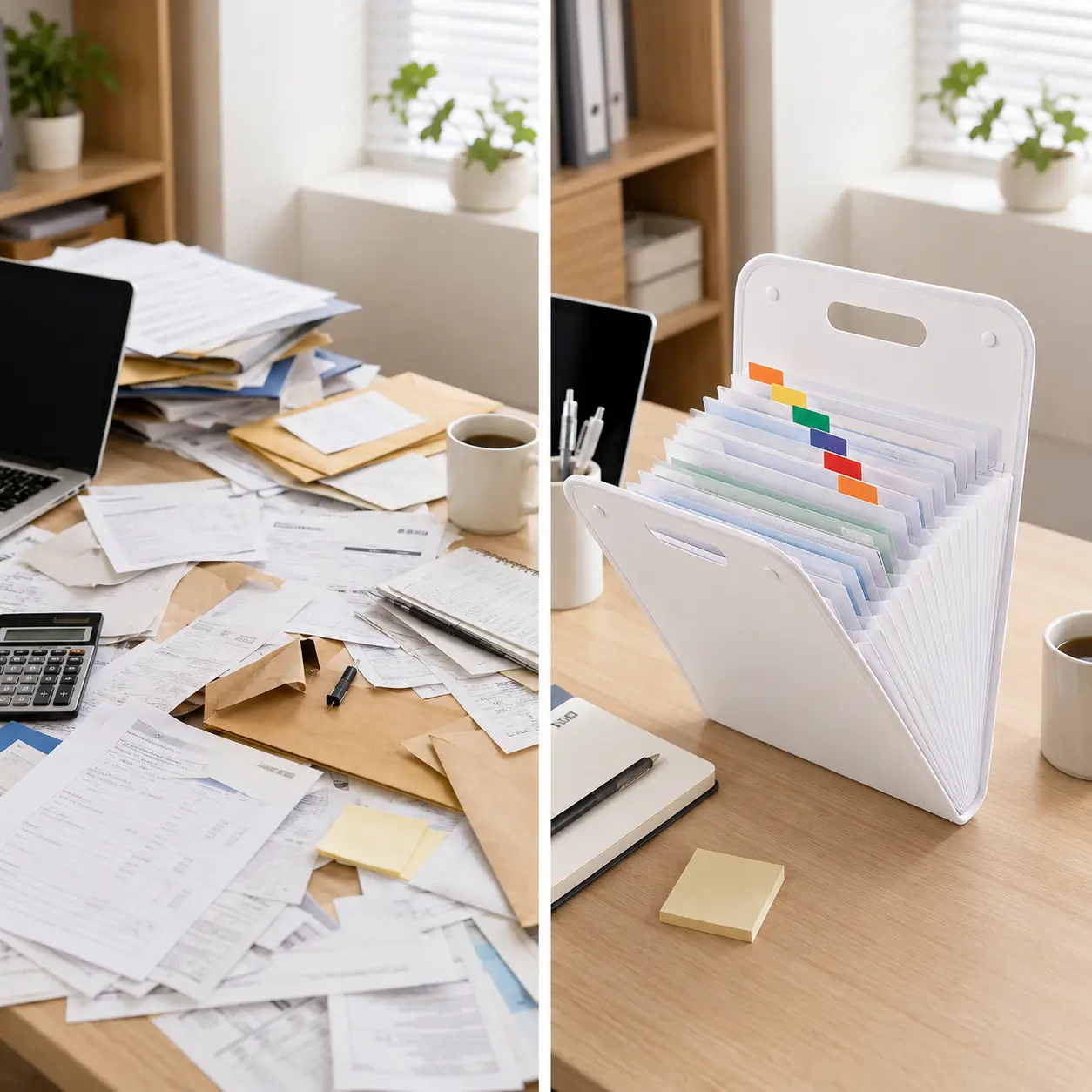 13-Pocket Rectangle Expanding File Folder with Handle, Portable Foldable Accordion Organizer for Neatly Organized Papers, Bills, Receipts – Home Office Storage Solution