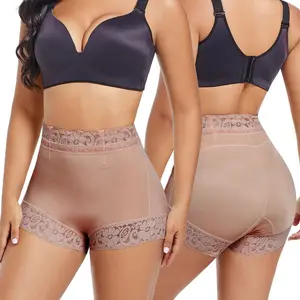 Women’s Mid Waist Tummy Control Faja Shorts, Lace Trim Butt Lifting Shapewear Panties, Compression Body Shaper Briefs for Everyday Layering