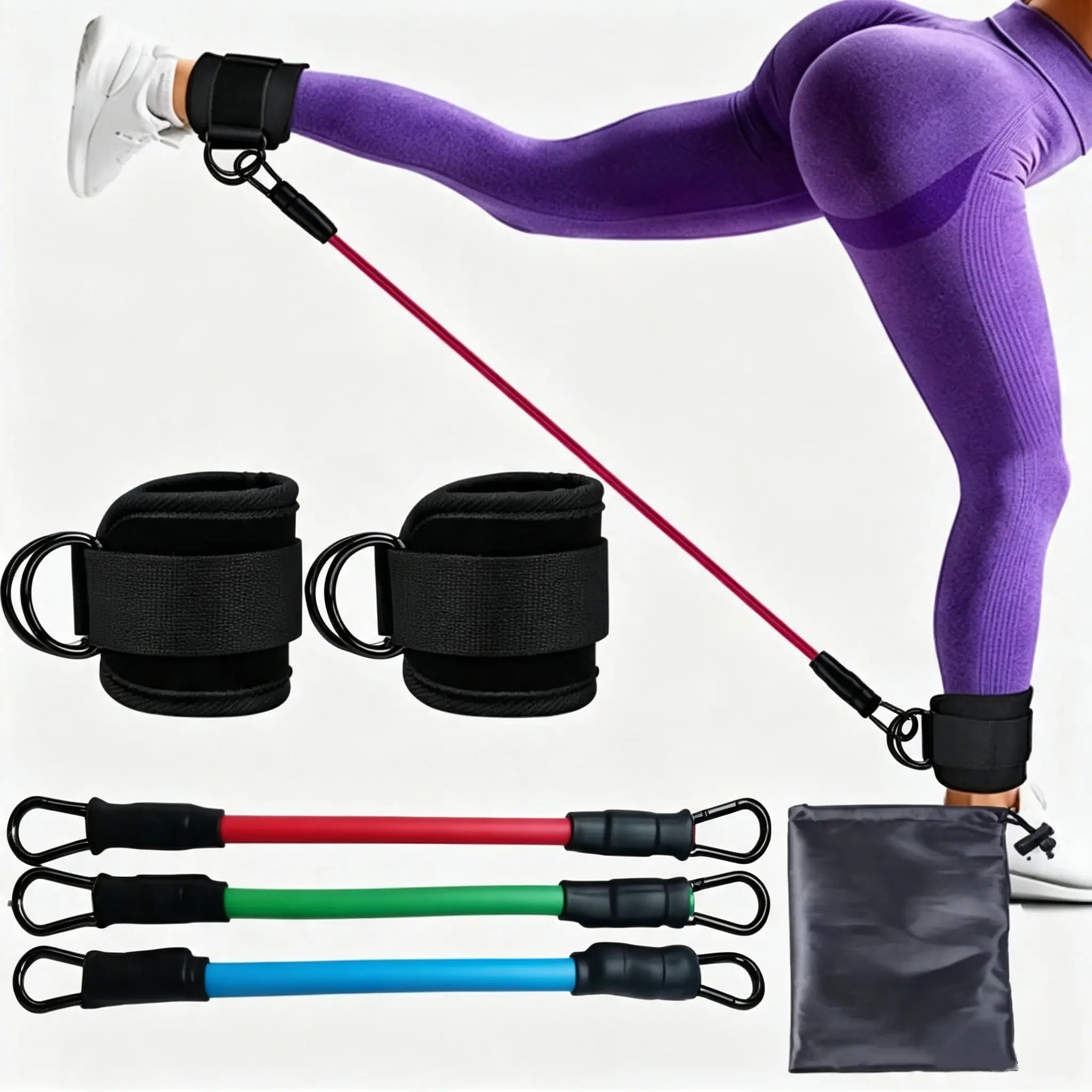 Unisex Adjustable Fitness Ankle Straps with Neoprene Padding for Cable Machine, Kickbacks Glute Workouts, Leg Workouts