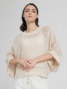 NEW SERATHINAN Luxury High Quality Luxury Women's Clothing Linen Spring and Summer Hollow Sequin Knitted Sweater
