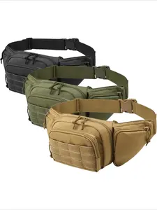 Men's Hiking Tactical Waist Bag, Nylon Material Large-Capacity Shoulder-Mounted Sports Multi-Function Phone Bag