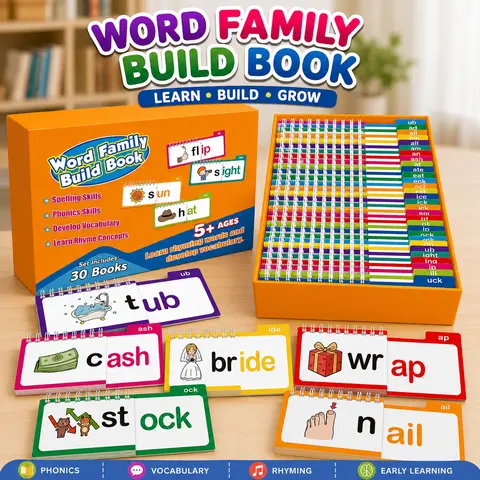 Durable Toddler English Language Learning Educational Kit - 30 Thick-Page Books, Customizable Tools, Sight Words Flash Cards, ABC Materials, Vocabulary-Developing Games, Builds Decoding Confidence Early, Supports Early Literacy Milestones, Homeschool Use