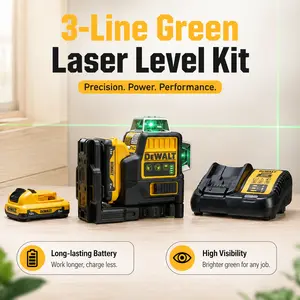 Dewalt DW089LG 3 Sides*360 Degree Vertical  Laser Level   Horizontal Green Light Level Meter Outdoor