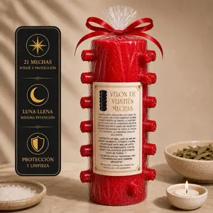 21-Wick Red Ritual Candle – Protection, Love, Happiness & Prosperity | Spiritual Cleansing Candle, Home Supplies