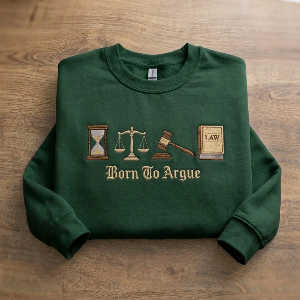 Embroidered Born to Argue Lawyer Sweatshirt, Embroidered Funny Legal Hoodie, Future Law Student Gift, Attorne Tee