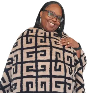 Pullover Pancho - Black/Khaki Tops Womenswear Sweaters Comfortable Shawl Soft Outdoor Winter Fabric Knitwear