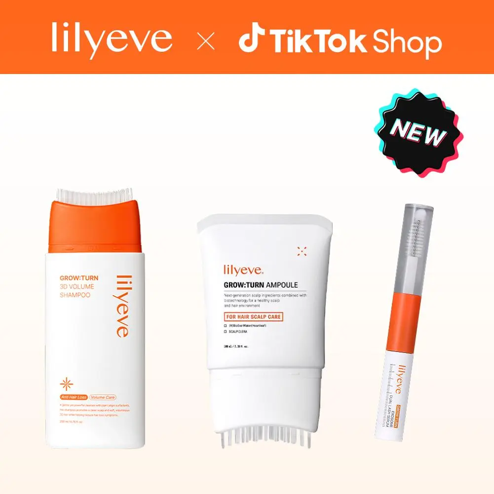 Lilyeve GROWTURN Hair & Lash Growth Trio | Hair Growth Serum, 3D Volume Brush Shampoo & Dual Lash Serum Set