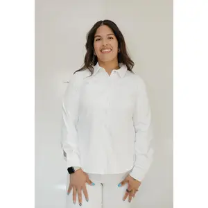 ESSENTIAL WRINKLE-FREE BUTTON-UP BLOUSE IN WINTER ECRU