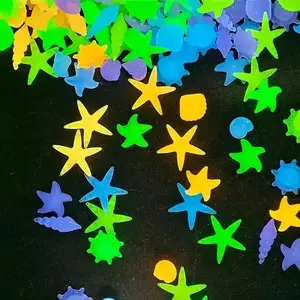 20pcs Glow-In-The-Dark Ocean Theme Fish Tank Decorations, Fluorescent Shell Rocks for Aquariums, Colorful Starfish for Garden Pots