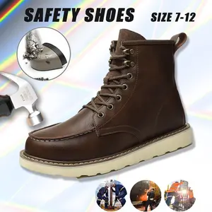 All Seasons Men's Breathable Work Safety Boots Anti Slip Steel Toe Closed Anti Crushing Anti Puncture