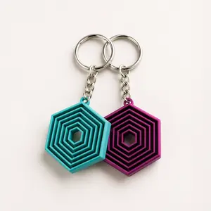 Hexagon Fidget Keychain Clicker, Stress Relief Toy, 3D Printed Keychain, Anxiety Fidget, Stylish Bag Charm, Modern Accessory