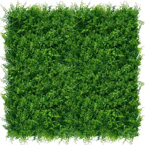 Artificial  Hedge Wall Panels:20x20 Inch 12P UV-Anti Greenery Boxwood Fence  Screen, Faux Ivy Grass Wall with  Leaves for Indoor Outdoor Background Covering