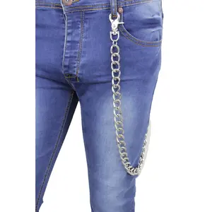 NEW Men Women Wallet Chunky Chain Biker Fashion Jewelry Extra Long Thick Links Rock Silver Keychain Money Holder