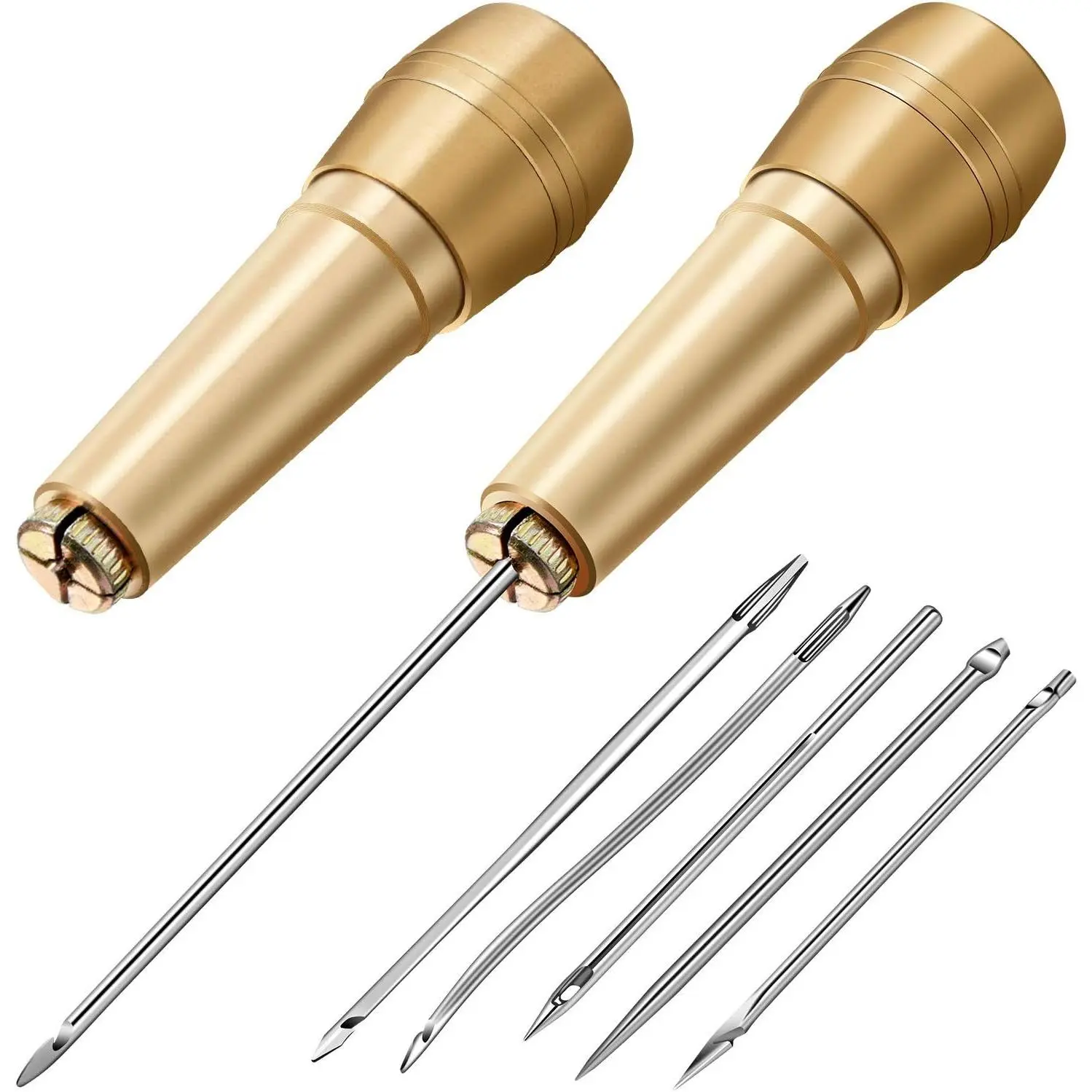 6 count Canvas Leather Sewing Awl, Leather Sewing  Awl Hand Stitch with 2 count Copper Handle for  Tools Shoe Repair