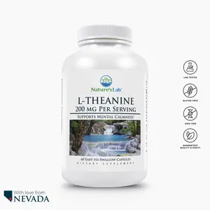 Nature's Lab L-Theanine 200 mg – Relaxation & Stress Support Amino Acid Supplement – 60 Capsules