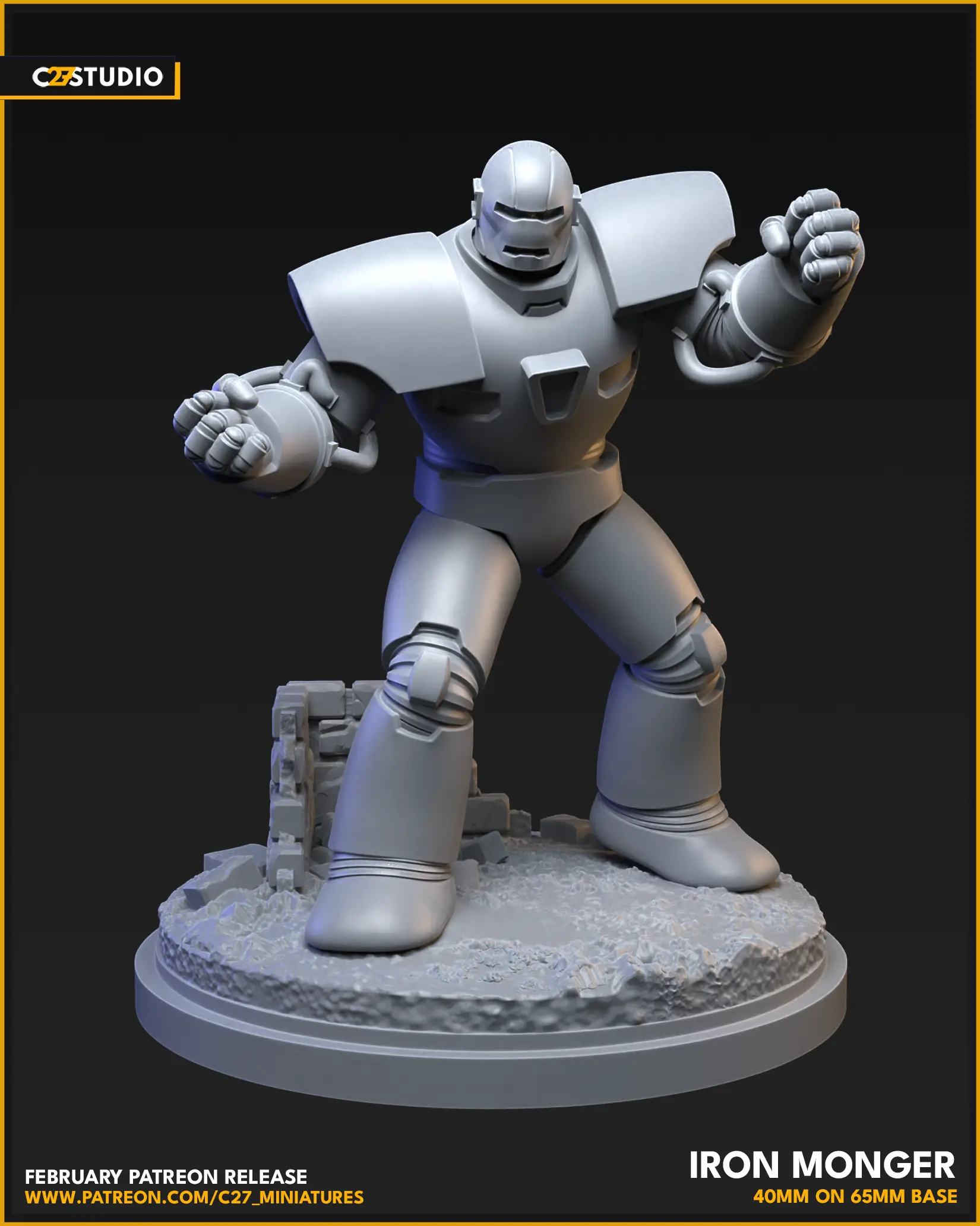 Iron Monger (with 65mm Base) 40mm Miniature - MCP Proxy, Easy Painting
