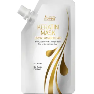 Vitamins Keratin Hair Mask Deep Conditioner - Dry Damaged or Color Treated Hair Conditioning Treatment for Curly or Straight Thin Fine Hair - 100ml