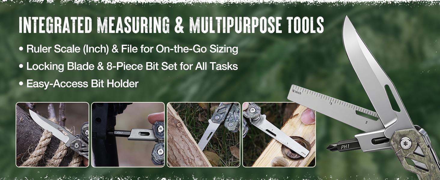 #backtoschool MOSSY OAK Multitool, 22-in-1 Stainless Steel Pliers with Screwdriver Sleeve, Camo Steel Handle, Self-locking Knife with Sheath-Perfect for Outdoor, Survival, Camping, Hiking, Simple Repair