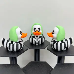 Ghostly Striped Suit Duck Figurine Green Hair Bio-Exorcist Decor 3D Printed Spooky Gift for Jeep Dash Cruise Cabin or Collector Shelf