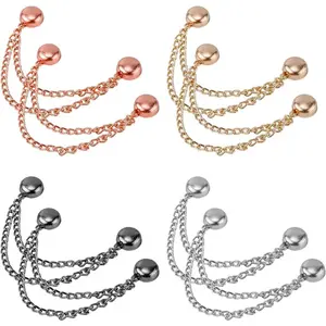 8 Pack Multi-Function Magnetic Clothing Clips with Chain, Metal Button Fixing Pins for Scarf Trouser Skirt Leg Cuff Shirt