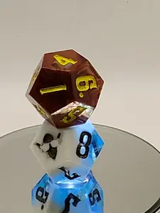 Critical Role Storm and Stone The Daggerheart Dice of Hope and Fear Handcrafted Maroon Grey Fear Die and Blue White Hope Die Twin Oversized D12s