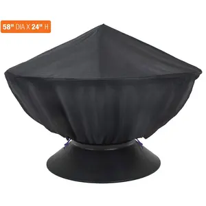 Weatherproof Round Fire Pit Cover with Drawstring Closure and Vent Flap for Airflow Outdoors Pack