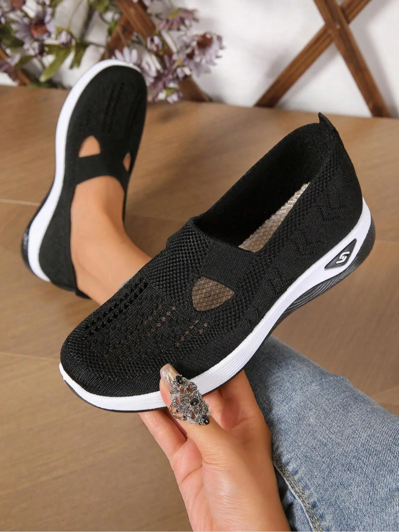 Women's Mesh Breathable Lightweight Slip Ons Sneakers, Casual Comfortable Soft Sole Sports Running Walking Shoes, All-match Commuter Shoes for Work & Daily Wear, Girl