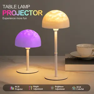 RGB Smart Table Lamp with 7 Color Projector,Rechargeable Night Light with Touch & Remote Control & Dimming & Timing ,Two Height Adjustable Desk Lights,Suitable for Party, Bedroom, Living Room, Bar Cabinet