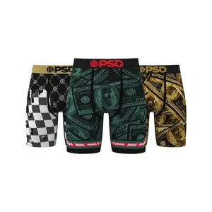 PSD Mens Fortune Boxer Brief 3 Pack - Standard Length 7 Inch Inseam, Soft and Breathable Poly Blend Fabric