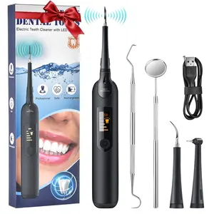 Ultrasonic Teeth Cleaning Kit, Teeth Cleaning Machine, Electric Tooth Cleaner with LED Light & 5 Modes, Rechargeable Oral Care Tool for Home Travel