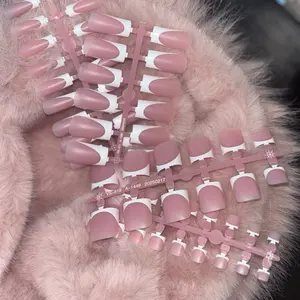 60 Pcs, Pink Black French Tip Toe and Nail Sets - Pink Black Color Scheme for Toe and Nail Care