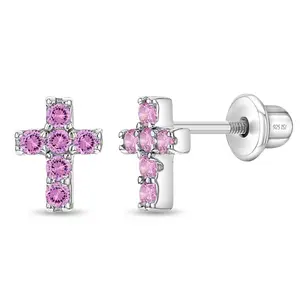 The Perfect Cross 7mm Baby / Toddler / Kids Earrings Screw Back - Sterling Silver