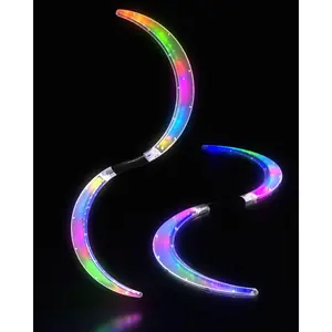 LED S-Shape Staff for Poi Dancers - 241 Light Modes USB Rechargeable Magic Staff with Customizable Colors, Perfect Visual Effect for Flow Arts Rave Festival Performance