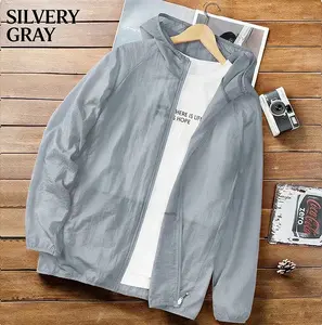 UPF 50+ UV Sun Protection Clothing Zip Up Lightweight Hoodie Hiking Sun Shirt for Outdoor Activities Silvery Gray