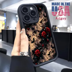 Phone case for iPhone 16 Pro Max 15 Plus 16E 14 13 12 11 XS XR Gothic Roses Advanced fashion gift Full Body Protection Shockproof Soft Silicone Cover