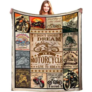 Motorcycle Gifts for Men Motorcycle Blanket Stuff Plush Throw and Blankets for Men Women Kids Boys Adults Sofa Bedding Room Decor 50"x40"