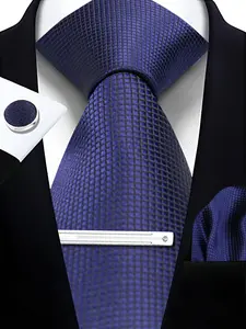 Men's Business Casual Polka Dot Tie Set, Woven Fabric, All-Season Accessory Kit, Includes Scarf & Cufflinks, Elegant Western Style