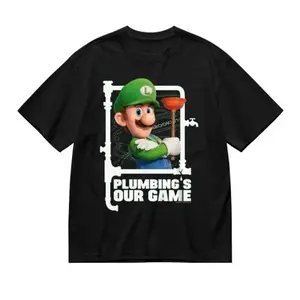 The Super Mario Bros. Movie Luigi Plumbing's Our Game T-Shirt for Fans Game-Inspired Menswear Top