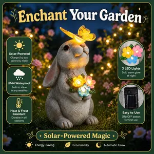 Outdoor Solar Light Garden Ornaments - 8-10 Inch Summer Animal Figurines - Fun Decorations for Grandmothers and Mothers - Ideal for Summer Yards, Patios and Home Spaces - Solar-Powered Lighted Sculptures - Birthday Gifts