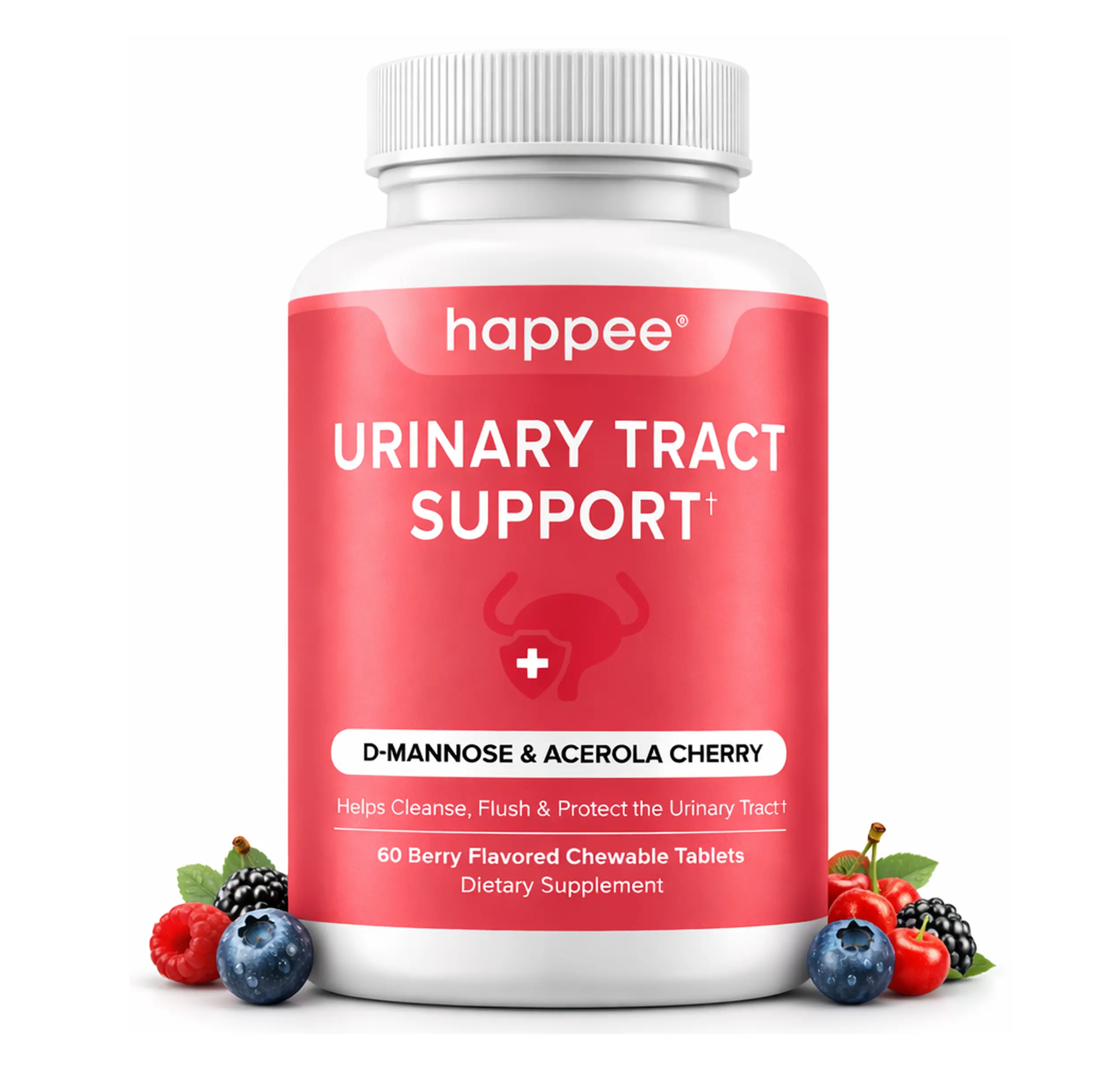 Urinary Tract Health Support, UTI Relief & Prevention Supplement - Berry Flavor, 60 Chewable Tablets