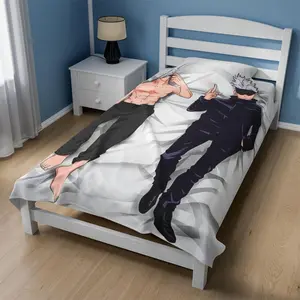 Gojo Satoru Blanket - Soft Microfleece, 100% Polyester, Perfect for Winter, Gift for Anime Lovers