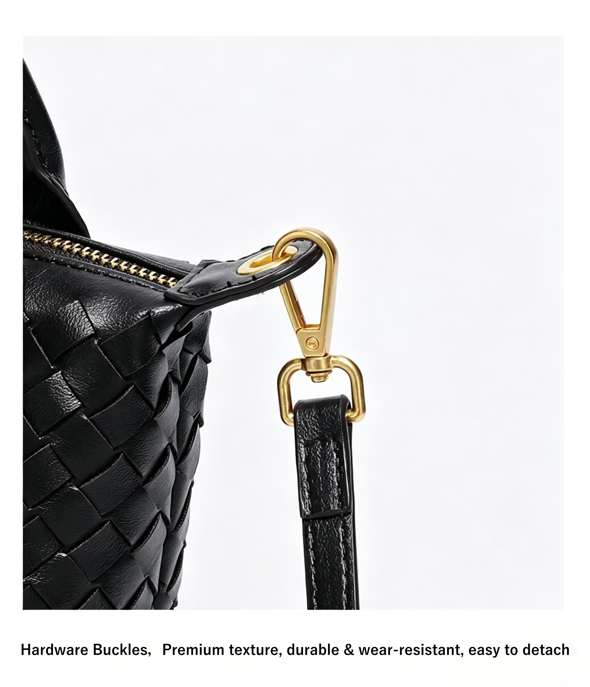 New Arrival Vintage Woven Leather Bag for Women, Retro Small Shoulder Crossbody Bag, Soft Leather Handbag for Commute, Versatile Crescent Hobo Bag, Dumpling Bag