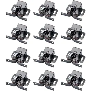 Cabinet Door Latch,Cupboard Closet Doors Catch Closer Double Ball Roller Latches,Cold Rolled Steel Oil-Rubbed Bronze Copper CA1000-12P(Pack of 12)