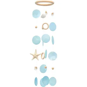 Sea Shells - Handcrafted Blue Capiz Shells Windchime with, Style for Indoor/Outdoors,, Great Gift for, Lovers and More