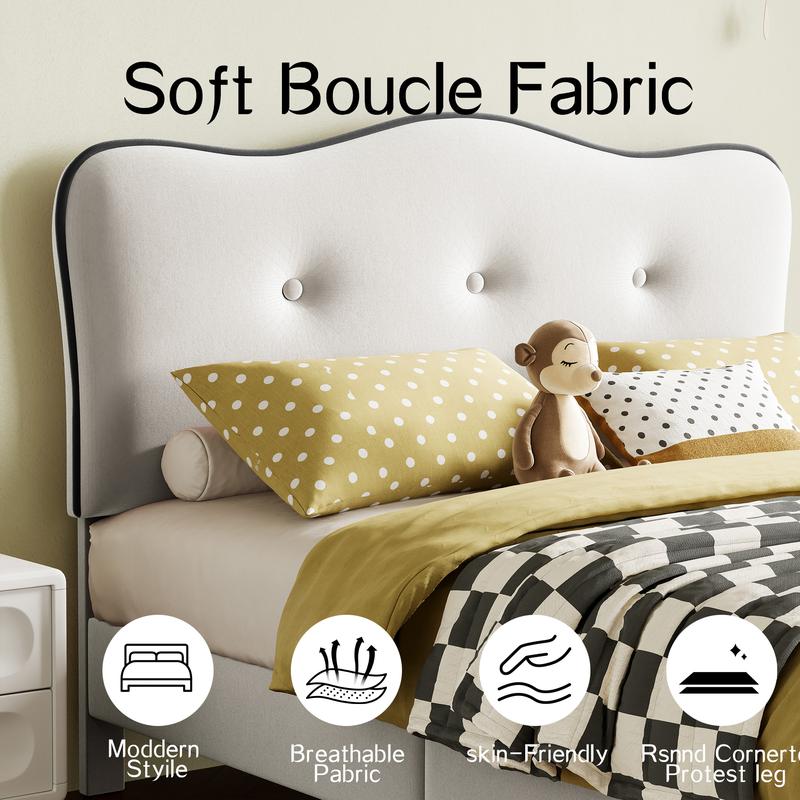 TryLazy Princess Pink Velvet Cloud Bed Frame No MATTRESS Modern Style No Box Spring Needed Zero Noise Easy Assembly Twin Full Queen Sizes