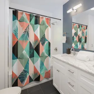 Tropical Shower Curtains, Hawaiian Bathroom Decor, Beach House Bath Curtain, Summer Vibes Home Accents, Botanical Plant Leaf Print, Island