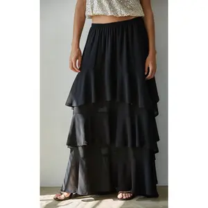 Give It A Twirl Chiffon Skirt Black