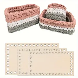 DIY Wooden Crochet Basket Base Set, Granny Square Crochet, 3 Sizes, Blank Wood Board, Ideal for Handmade Bags, Wallets & Storage Baskets, Home Decor